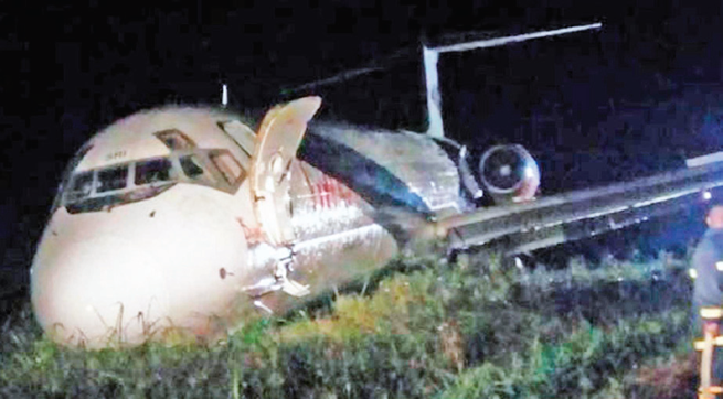 Dana overshuts runway