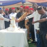 Former Presidents, founding fathers, invited stakeholders join ASPMDA President, Hon. Ngozi Emechebe to cut 26th anniversary cake on Tuesday, Feb. 17, 2026. (Photos by Business Hilights)